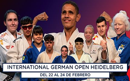 Cartel con la cara de los diez judokas españoles que participan en el Open de Heidelberg (Alemania)