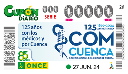 Cupón de la ONCE dedicado al 125 aniversario del  Colegio de Médicos de Cuenca