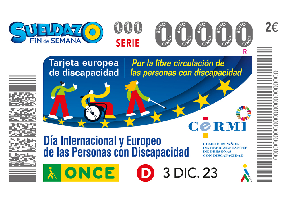 Cupón de la ONCE dedicado al Día Internacional y Europeo de las Personas con Discapacidad 2023