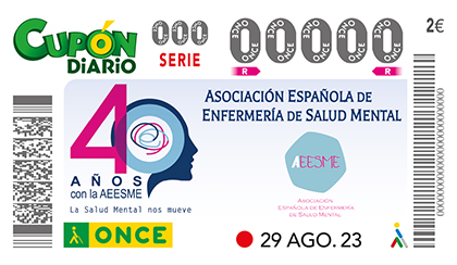 Cupón de la ONCE dedicado al 40 aniversario de la Asociación Española de  Enfermería de Salud Mental