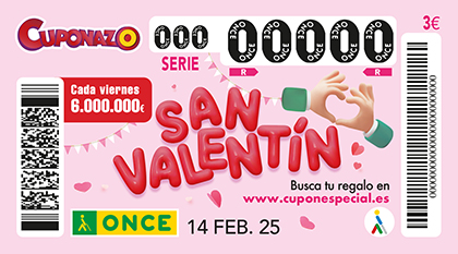 Cuponazo de la ONCE dedicado a San Valentín 2025