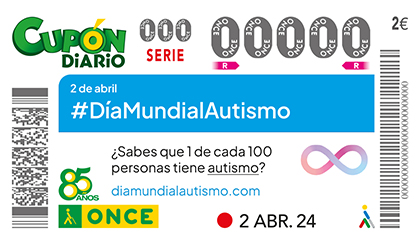 Cupón de la ONCE dedicado al Día Mundial del Autismo