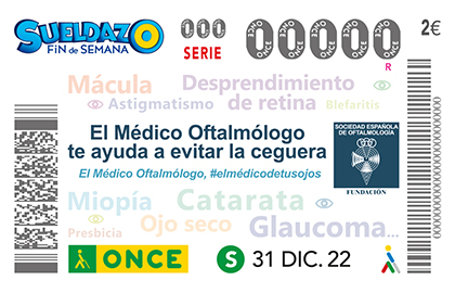 Cupón de la ONCE dedicado a la Sociedad Española de Oftalmologia
