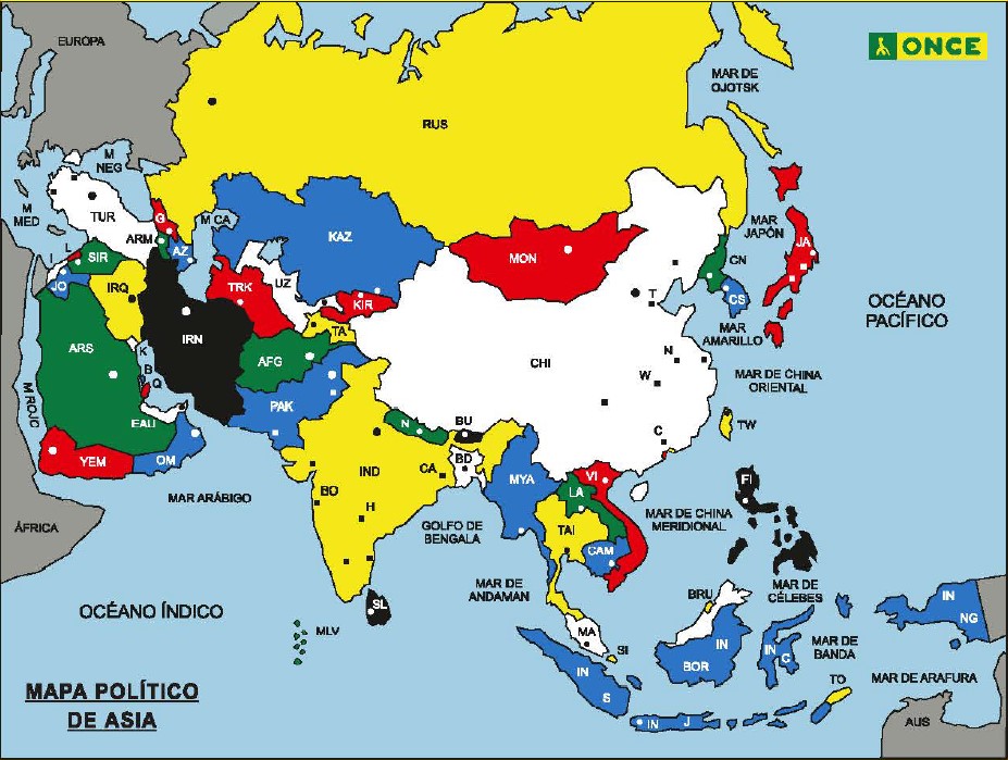 Mapa Político De Asia Países Y Capitales Web De Once 4725